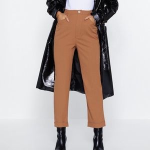 NWT Nasty Gal Camel Brown High Waisted Trousers